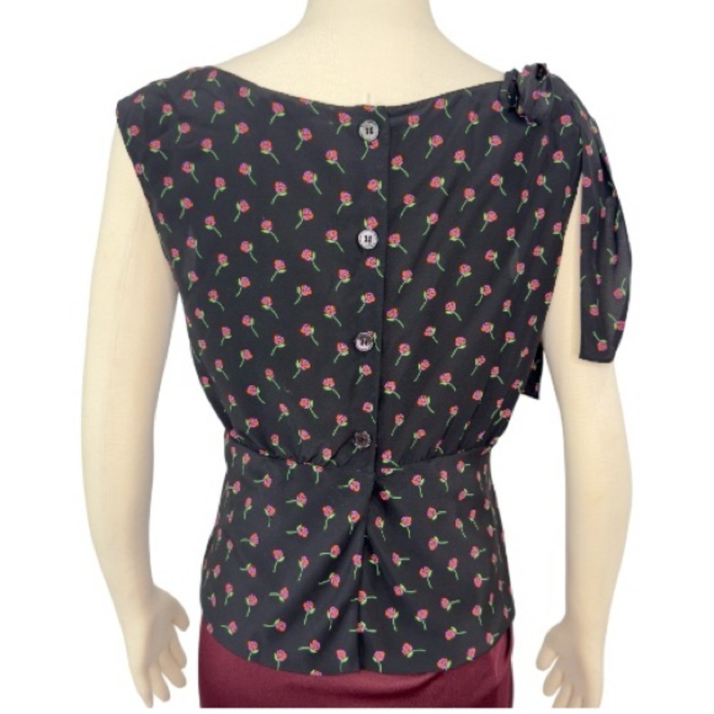 Prada Women’s Silk Floral Rose Print Peplum Camisole Boatneck Sleeveless Top NEW - Picture 10 of 16